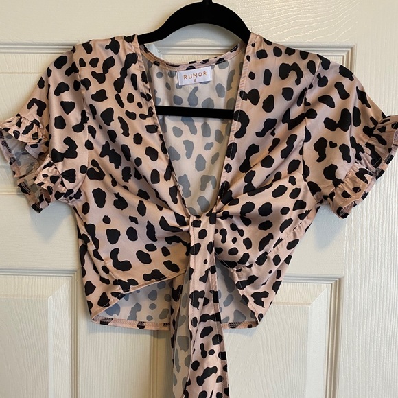 Princess Polly Tops - PRINCESS POLLY LEOPARD TIE FRONT TOP